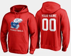 #00 Custom Name and Number Kansas Basketball Men's Red Hoodie 294688-802