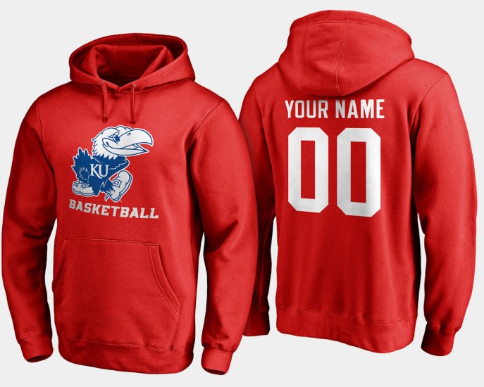 #00 Custom Name and Number Kansas Basketball Men\'s Red Hoodie 294688-802