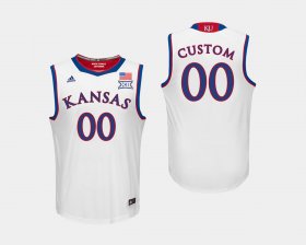 #00 Custom College Basketball Kansas Men's White Jersey 193751-286