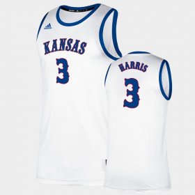 #3 Dajuan Harris Classic University of Kansas College Basketball Mens White Jersey 492007-529