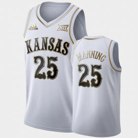 #25 Danny Manning Golden Limited Kansas Jayhawks Retired Player Mens White Jersey 805500-993