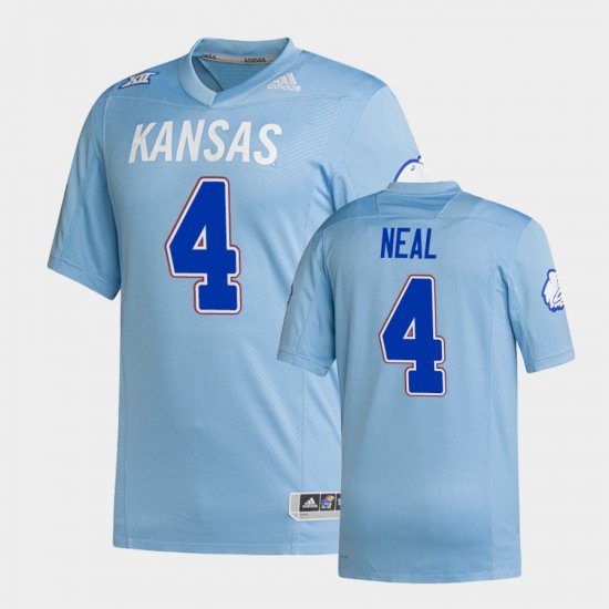 #4 Devin Neal Premier Jayhawks Strategy Men Light Blue Jersey 843380-340