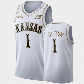 #1 Devon Dotson Golden Edition Jayhawks Limited Men White Jersey 367480-647