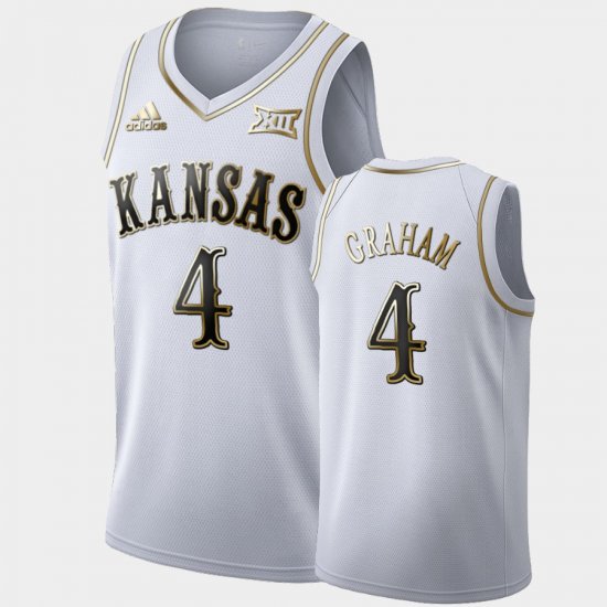 #4 Devonte\' Graham Golden Limited Jayhawks Men White Jersey 592275-735