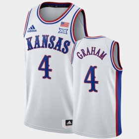 #4 Devonte' Graham 1990s Throwback Kansas Jayhawks Men White Jersey 708201-145