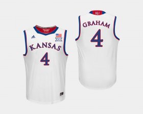 #4 Devonte' Graham College Basketball Kansas Jayhawks Mens White Jersey 697329-992