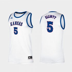 #5 Elijah Elliott Classic Kansas Jayhawks College Basketball Men White Jersey 860509-533