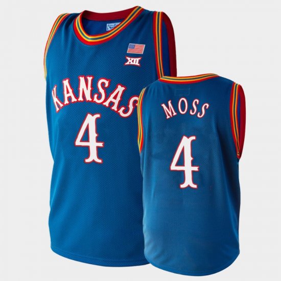 #4 Isaiah Moss College Basketball Kansas Jayhawks Mens Royal Jersey 381300-168