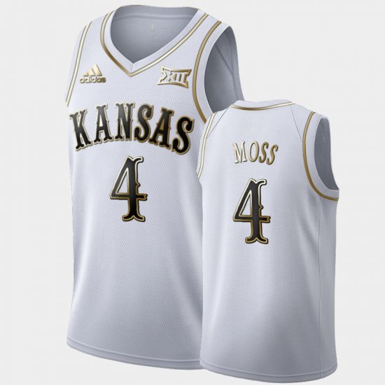 #4 Isaiah Moss Golden Edition Kansas Jayhawks Limited Mens White Jersey 634042-374