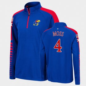 #4 Isaiah Moss Colosseum Kansas Quarter-Zip Pullover Men's Royal Jacket 387960-848