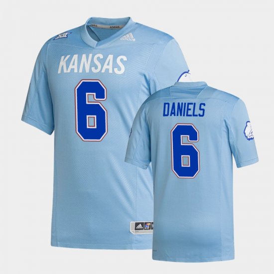 #6 Jalon Daniels Premier Kansas Strategy Men\'s Light Blue Jersey 442955-497