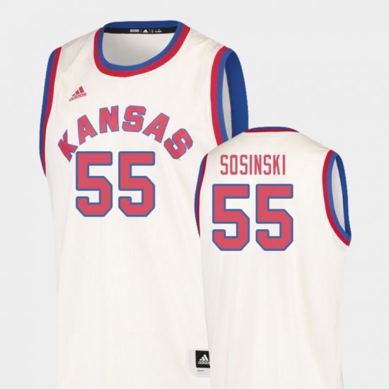 #55 James Sosinski Hardwood Classics Kansas Jayhawks College Basketball Men\'s Cream Jersey 738803-341