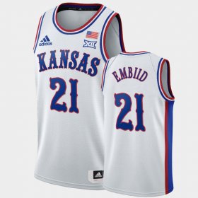 #21 Joel Embiid 1990s Throwback Kansas 76ers Men White Jersey 575434-540