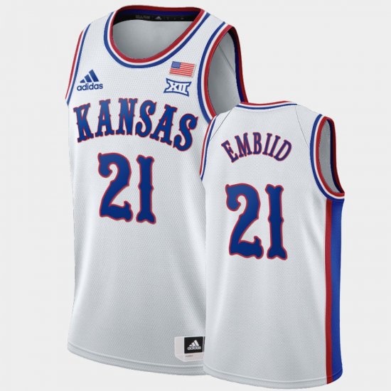 #21 Joel Embiid 1990s Throwback Kansas 76ers Men White Jersey 575434-540