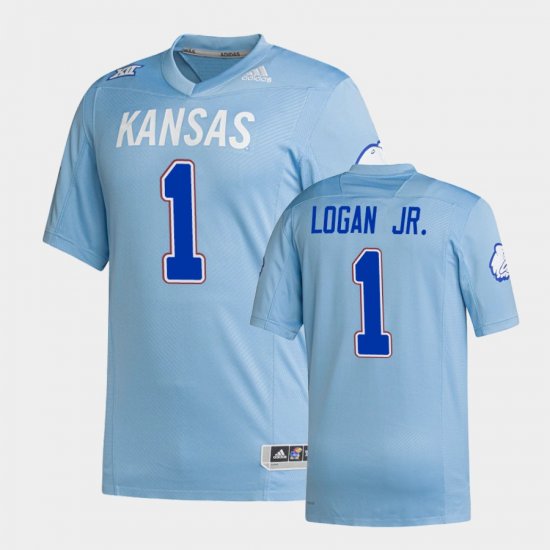 #1 Kenny Logan Jr. Premier University of Kansas Strategy Men Light Blue Jersey 461827-486