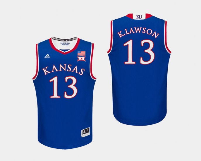 #13 K.J. Lawson College Basketball Kansas Jayhawks Men\'s Royal Jersey 410173-443