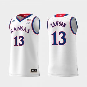 #13 K.J. Lawson Replica Jayhawks Swingman College Basketball Men White Jersey 766479-739