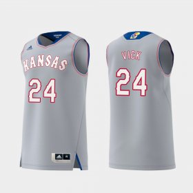 #24 Lagerald Vick Replica Jayhawks Swingman College Basketball Mens Gray Jersey 215295-290