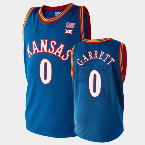 #0 Marcus Garrett College Basketball Jayhawks Men Royal Jersey 972458-609