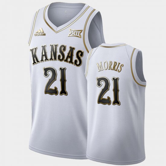 #21 Markieff Morris Golden Limited University of Kansas Men\'s White Jersey 772616-558