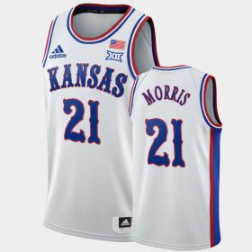 #21 Markieff Morris 1990s Throwback Kansas Jayhawks Men White Jersey 840130-304