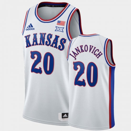 #20 Michael Jankovich 1990s Throwback Kansas Jayhawks Men White Jersey 780305-818