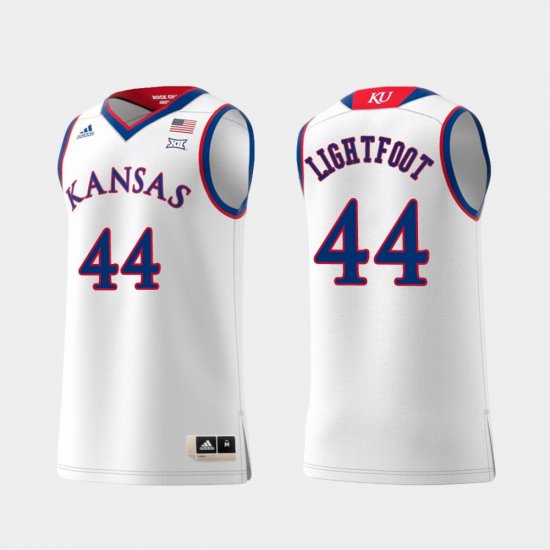 #44 Mitch Lightfoot Replica Jayhawks Swingman College Basketball Mens White Jersey 742668-231