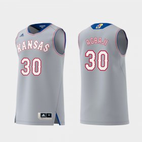 #30 Ochai Agbaji Replica Kansas Jayhawks Swingman College Basketball Mens Gray Jersey 451712-136