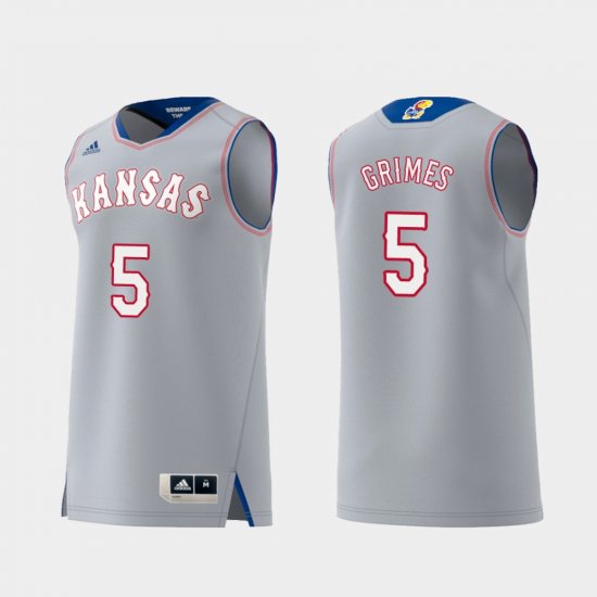 #5 Quentin Grimes Replica Kansas Jayhawks Swingman College Basketball Men Gray Jersey 364041-608