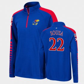 #22 Silvio De Sousa Colosseum Kansas Jayhawks Quarter-Zip Pullover Men's Royal Jacket 170485-451