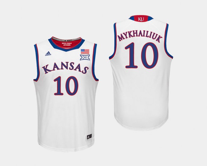 #10 Sviatoslav Mykhailiuk College Basketball Kansas Jayhawks Men\'s White Jersey 929140-184