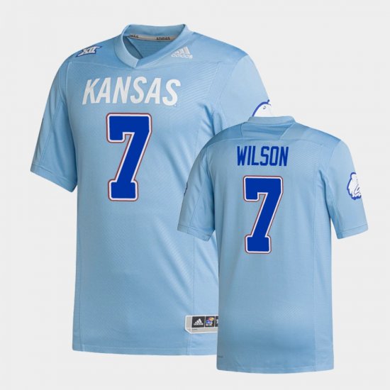 #7 Trevor Wilson Premier Jayhawks Strategy Mens Light Blue Jersey 334550-681