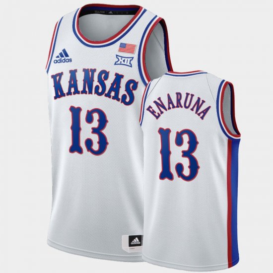 #13 Tristan Enaruna 1990s Throwback Jayhawks Men White Jersey 470106-196