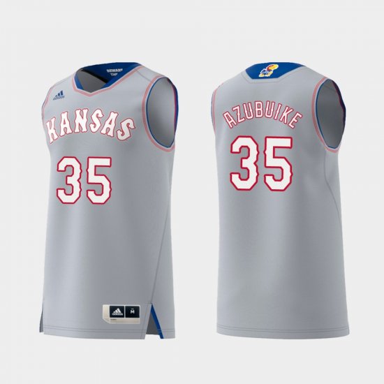 #35 Udoka Azubuike Replica University of Kansas Swingman College Basketball Men\'s Gray Jersey 342051-253