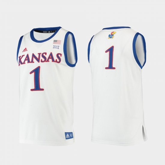 #1 Replica University of Kansas College Basketball Men\'s White Jersey 137779-944