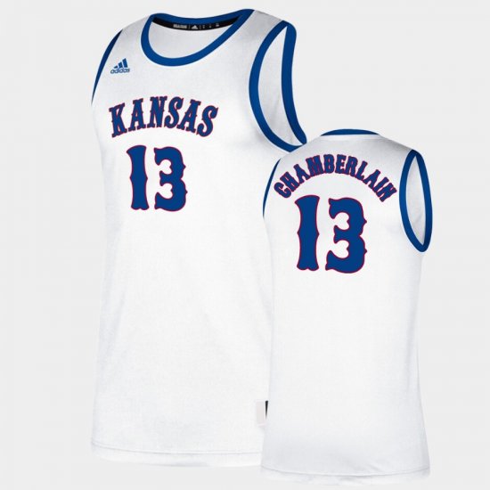 #13 Wilt Chamberlain Classic Kansas Jayhawks College Basketball Men White Jersey 540557-148