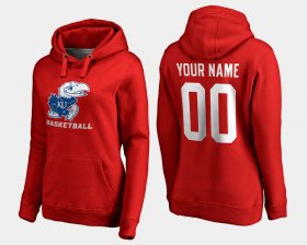 #00 Custom Name and Number Kansas Jayhawks Basketball Women Red Hoodie 369695-843