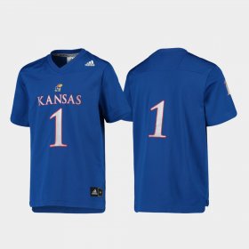 #1 Replica Kansas Jayhawks Football Youth Royal Jersey 468397-605