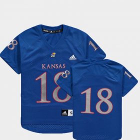 #18 College Football Kansas Jayhawks Replica Youth Royal Jersey 633559-711